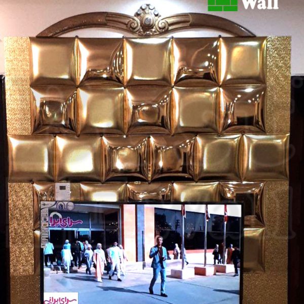 تایل چرمی طلایی جهت دیوار تلویزیون